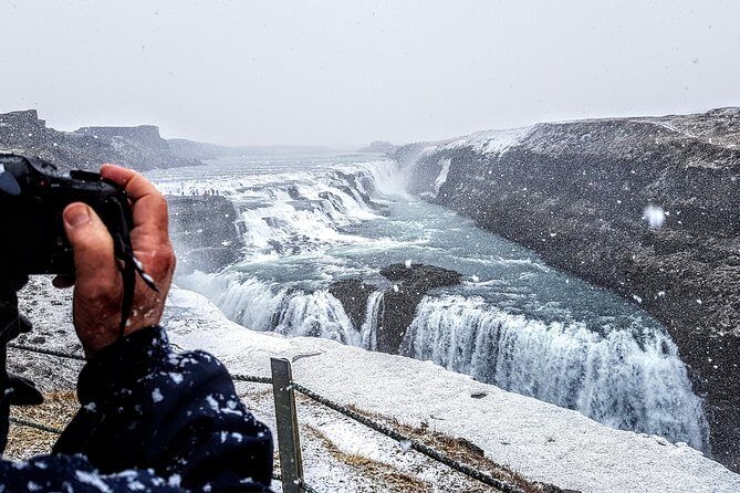 Golden Circle Private Day Tour - up to 9 passengers - Gullfoss: standing next to glacial water