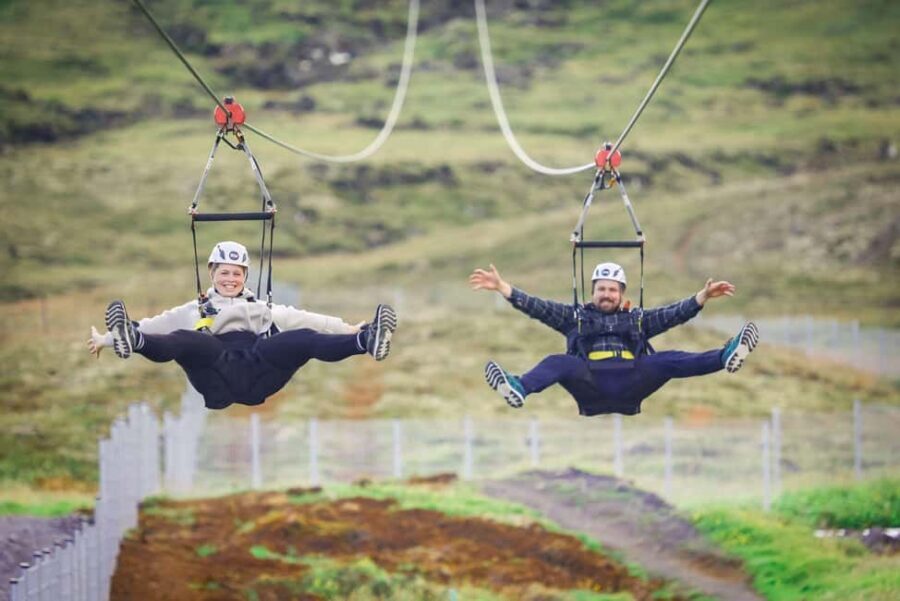 Reykjavik: Mega Zipline Adventure - From Kambar plateau to Reykjadalur valley: what the route feels like